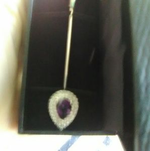 Amathist and diamond pin